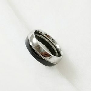 Black & Silver Tungsten Carbide Ring Wedding Band
